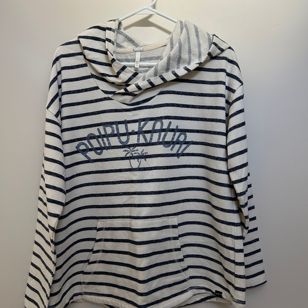 Kauai, HI Striped Hoodie - Navy and White